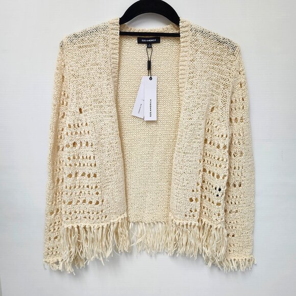 525 America Women's Cream Fringe Cardigan Size XS - Picture 1 of 5